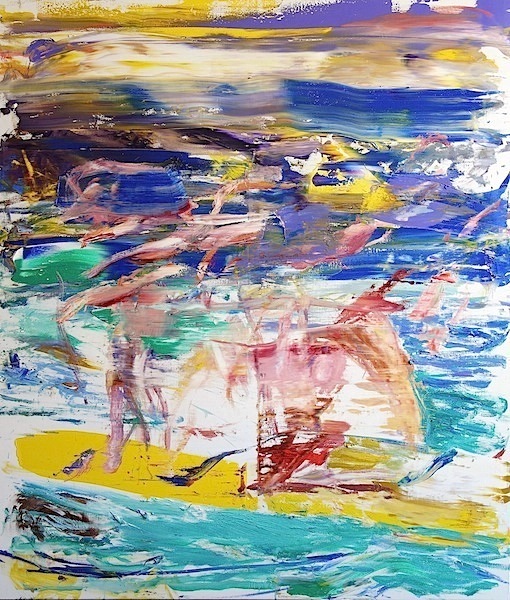 Sebastian Hosu: Purple Mountain I, 2017, Öl auf Leinwand, 200 x 170 cm 

